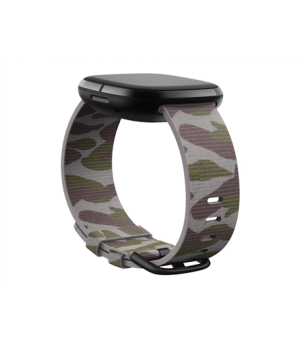 Fitbit | Versa 3/Sense Woven Band, Camo - Small | REPREVE Recycled Plastic Fibers | Aluminum Buckle & Plastic Closure