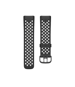Fitbit | Charge 5 Sport Band, Black - Large | Flexible, Durable Silicone Material Aluminium, Plastic | Sweat-resistant