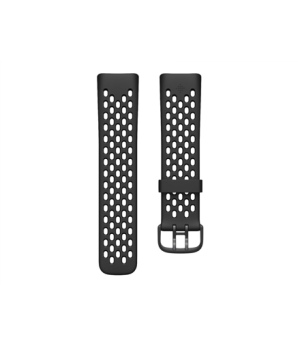 Fitbit | Charge 5 Sport Band, Black - Large | Flexible, Durable Silicone Material Aluminium, Plastic | Sweat-resistant