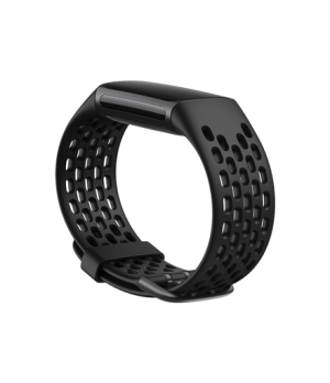 Fitbit | Charge 5 Sport Band, Black - Large | Flexible, Durable Silicone Material Aluminium, Plastic | Sweat-resistant