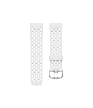 Fitbit | Charge 5 Sport Band, Frost White - Large | Flexible, Durable Silicone Material Aluminium, Plastic | Sweat-resistant