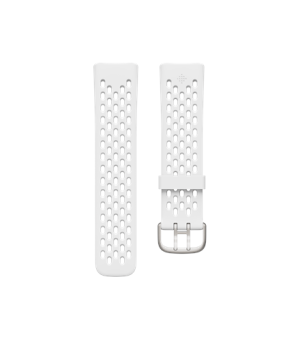 Fitbit | Charge 5 Sport Band, Frost White - Small | Flexible, Durable Silicone Material Aluminium, Plastic | Sweat-resistant