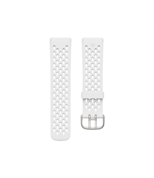 Fitbit | Charge 5 Sport Band, Frost White - Small | Flexible, Durable Silicone Material Aluminium, Plastic | Sweat-resistant