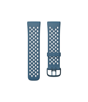 Fitbit | Versa 3/Sense Sport Band, Sapphire/Fog Grey - Large | Flexible, Durable Silicone Material | Water-resistant