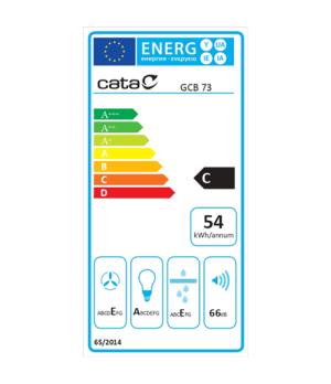 CATA | Hood | GCB 73 X | Canopy | Energy efficiency class C | Width 73 cm | 372 m³/h | Mechanical | LED | Stainless steel/Grey