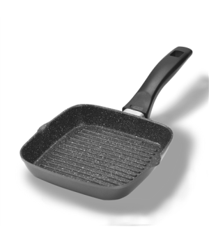 Stoneline | 21998 | Square Griddle Pan | Grill | Diameter 16 cm | Suitable for induction hob | Fixed handle | Black