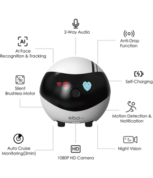 Enabot | EBO AIR | Robot IP Camera | Compact | N/A MP | N/A | 16GB external memory, support 256GB at maximum | White