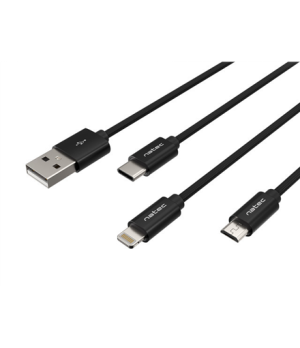 Natec | NKA-1202 | USB-A to Micro USB, Lightning, USB-C 1 m | Black