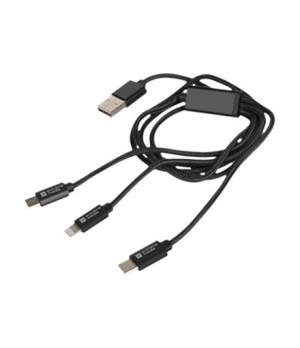 Natec | NKA-1202 | USB-A to Micro USB, Lightning, USB-C 1 m | Black