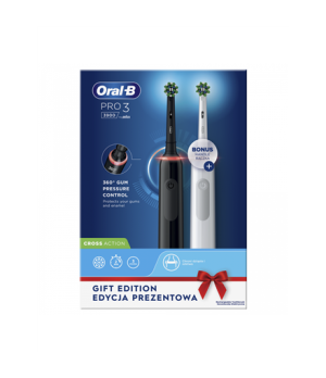 Oral-B | Pro3 3900 Cross Action | Electric Toothbrush | Rechargeable | For adults | ml | Number of heads | Black and White | Num