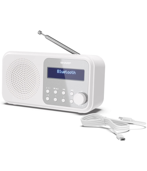 Sharp DR-P420(WH) Tokyo Portable Digital Radio, FM/DAB/DAB+, Bluetooth 5.0, USB or Battery Powered, Snowy White | Sharp | Tokyo 