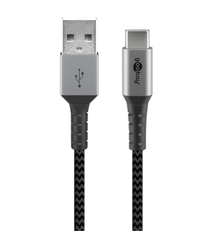 Goobay | USB-C to USB-A Textile Cable with Metal Plugs | 49296 | USB-C to USB-A