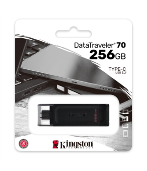 Kingston | USB Flash Drive | DataTraveler 70 | 256 GB | USB 3.2 Gen 1 Type-C | Black