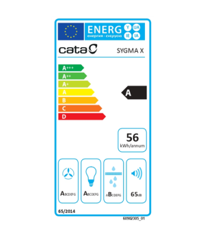 CATA Hood SYGMA 6000 X Wall mounted Energy efficiency class A Width 60 cm 850 m³/h Electronic control LED Grey