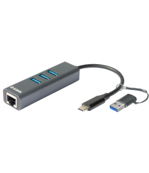 D-Link | USB-C/USB to Gigabit Ethernet Adapter with 3 USB 3.0 Ports | DUB-2332