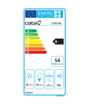 CATA Hood CORONA X 60 Canopy Energy efficiency class A Width 59.5 cm 850 m³/h Electronic control LED Stainless Steel