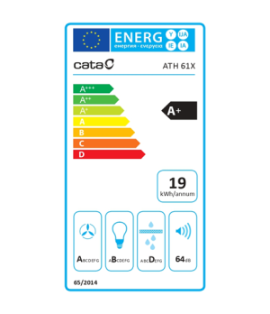 CATA Hood | ATH 61X | Telescopic | Energy efficiency class A+ | Width 60 cm | 605 m³/h | Touch control | LED | Silver Grey