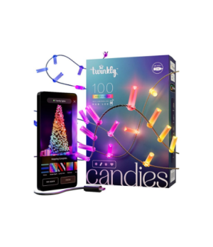 Twinkly Candies 100 Candle-shaped RGB LEDs, Clear Wire, USB-C