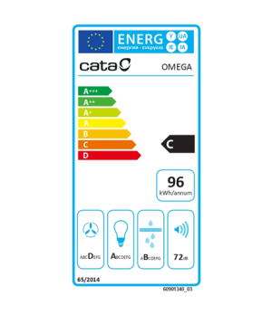 CATA | Hood | OMEGA 600 X | Wall mounted | Energy efficiency class C | Width 60 cm | 645 m³/h | Mechanical control | LED | Grey