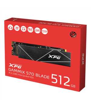 ADATA | XPG Gammix S70 BLADE | 512 GB | SSD form factor M.2 2280 | SSD interface  PCIe Gen4x4 | Read speed 7400 MB/s | Write spe