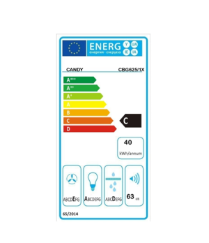 Candy | Hood | CBG625/1X | Canopy | Energy efficiency class C | Width 52 cm | 207 m³/h | Mechanical | LED | Stainless Steel