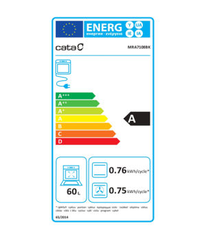 CATA | MRA 7108 BK | Oven | 60 L | Multifunctional | Manual | Knobs | Height 59.5 cm | Width 59.5 cm | Black Glass