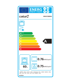 CATA | MRA 7108 WH | Oven | 60 L | Multifunctional | Manual | Knobs | Height 59.5 cm | Width 59.5 cm | White Glass