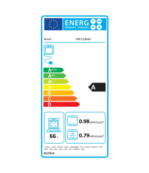 Bosch | Oven | HBF133BA0 | 66 L | Electric | EcoClean | Knobs | Height 59.5 cm | Width 59.4 cm | Black