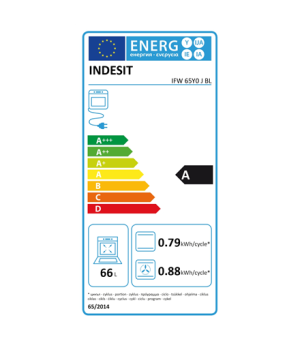 INDESIT | IFW 65Y0 J BL | Oven | 66 L | Multifunctional | Manual | Mechanical control | Height 59.5 cm | Width 59.5 cm | Black