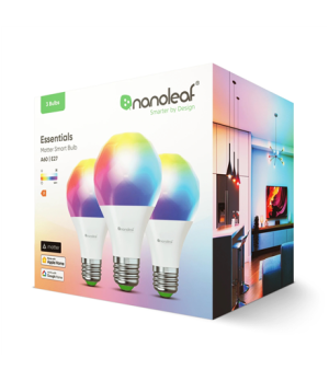 Nanoleaf | Essentials Smart A60 Bulb E27 Matter 9W 806Lm RGBCW 2700-6500K, 3pcs pack | E27 | 8.5 W | RGBCW | Bluetooth, Thread