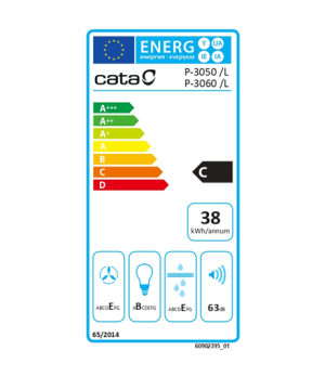 CATA | Hood | P-3060 X/L | Energy efficiency class C | Conventional | Width 60 cm | 193 m³/h | Mechanical control | Grey | LED