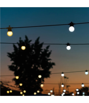 Twinkly | Festoon Smart LED Lights 20 AWW (Gold+Silver) G45 bulbs, 10m | AWW – Cool to Warm white