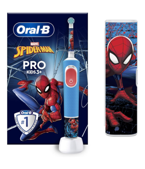 Oral-B | Electric Toothbrush with Travel Case | Vitality PRO Kids Spiderman | Rechargeable | For children | Number of brush head