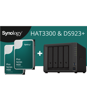 Synology DS923+ (2x4TB Bundle) 4-bay/AMD Ryzen R1600 3.1 GHz/4GB DDR4/4x3.5” Hot-Swap/2x1GbE/2xUSB3.2/eSATA/2Fan | Synology | 4-