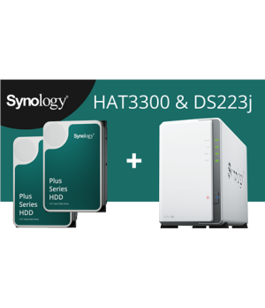 Synology DS223j (2x4TB Bundle) 2-bay/Realtek RTD1619B/4-core 1.7 GHz/1GB DDR4/2x3.5"/1x1GbE/2xUSB3.2/Fan | Synology | Tower NAS 