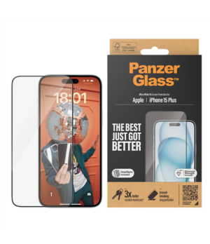 PanzerGlass | Screen protector | Apple | IPhone 15 Plus | Glass | Transparent | Ultra-wide fit, Scratch resistant, Drop protecti