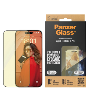 PanzerGlass | Screen protector | Apple | iPhone 15 Pro | Glass | Clear | Ultra-Wide Fit Easy installation Fingerprint resistant 