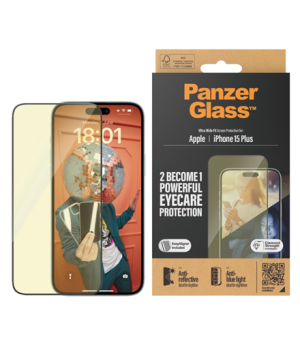 PanzerGlass | Screen protector | Apple | iPhone 15 Plus | Glass | Clear | Ultra-Wide Fit Easy installation Fingerprint resistant