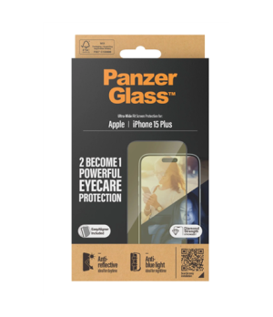 PanzerGlass | Screen protector | Apple | iPhone 15 Plus | Glass | Clear | Ultra-Wide Fit Easy installation Fingerprint resistant