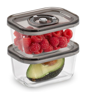 Caso | Glass Vacuum Containers with Plastic Lid (2 pcs) | VacuBoxx Eco-Duo S | Transparent