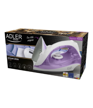 Iron | Adler | AD 5019 | With cord | 1600 W | Water tank capacity 100 ml | Continuous steam 10 g/min | Violet/White