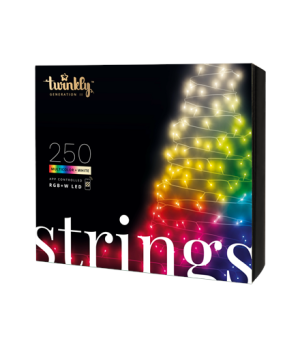 Twinkly|Strings Smart LED Lights 250 RGBW (Multicolor + White), 20m, Black wire|RGBW – 16M+ colors + Warm white