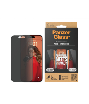 PanzerGlass | Screen protector | Apple | iPhone 15 Pro | Glass | Black | Ultra-Wide Fit w. EasyAligner