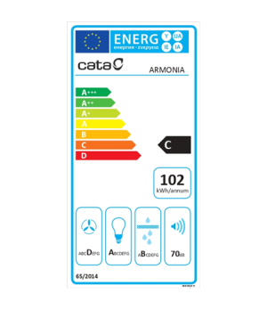 CATA | Hood | ARMONIA 45 X | Canopy | Energy efficiency class C | Width 44.8 cm | 645 m³/h | Mechanical | Stainless steel | LED