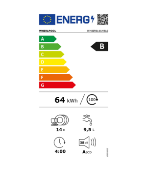 Whirlpool Dishwasher | WH8IPB14AM6L0 | Built-in | Width 59.8 cm | Number of place settings 14 | Number of programs 10 | Energy e