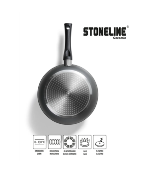 Stoneline | Ceramic Cookware Set of 14 | 15710 | 3 pans 3 pots 3 lids | Black | Lid included