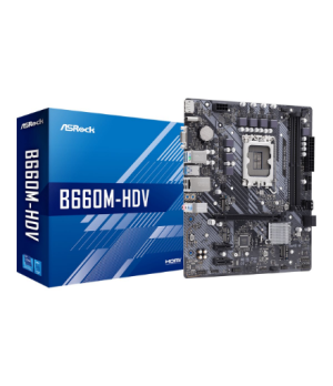 ASRock | B660M-HDV | Processor family Intel | Processor socket LGA1700 | DDR4 | Supported hard disk drive interfaces SATA, M.2 |