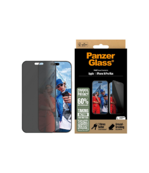 PanzerGlass Screen protector | Apple | iPhone 16 Pro Max | Glass | Black | Ultra-Wide Fit