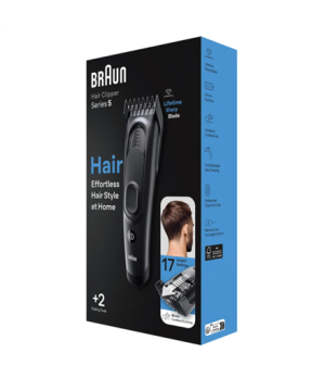 Braun | HC5330 | Hair Clipper Series 5 | Cordless or corded | Number of length steps 17 | Matte Black