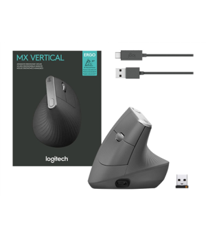 Logitech | Ergonomic Mouse | MX VERTICAL | Wireless | USB, Bluetooth | Graphite